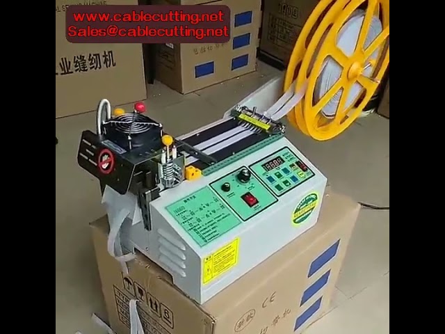 電腦自動布料膠帶裁切機｜LCD螢幕冷熱刀管狀拉鍊熱縮套管切割機