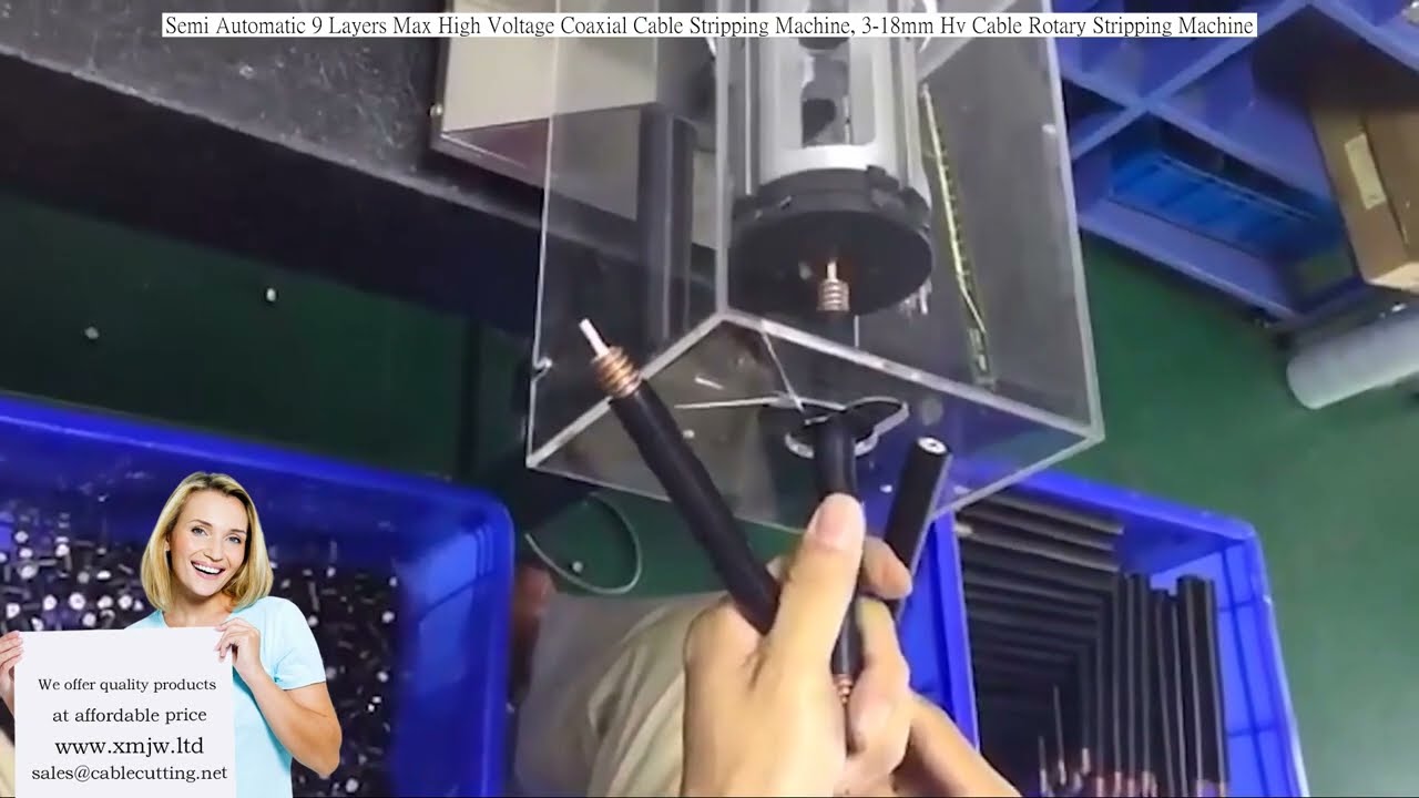 半自動9層同軸電纜剝線機｜3-18mm高壓電纜旋轉剝線設備