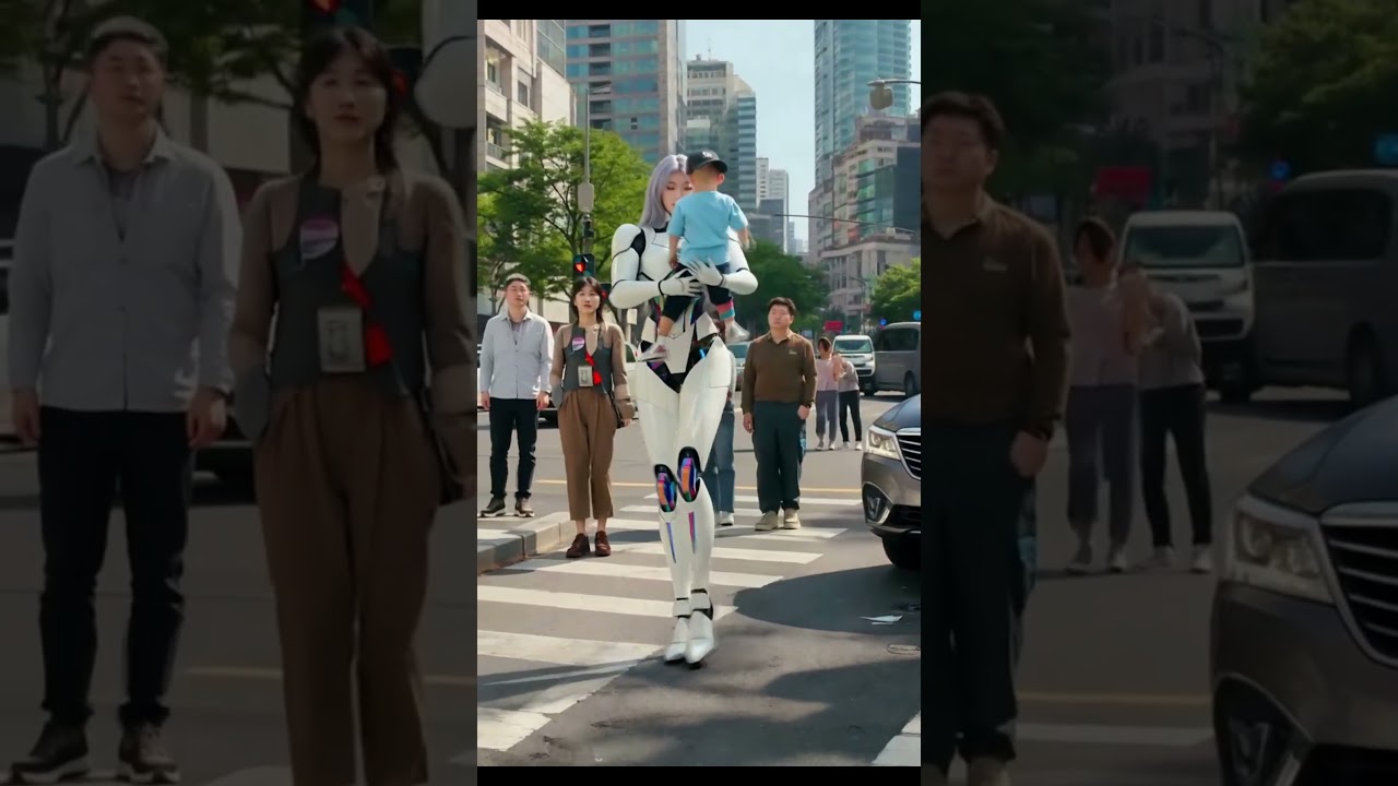 未來AI機器人守護者，驚險車禍瞬間救下男孩！ #AI #機器人 #科幻 #未來科技 #AI影片 #英雄